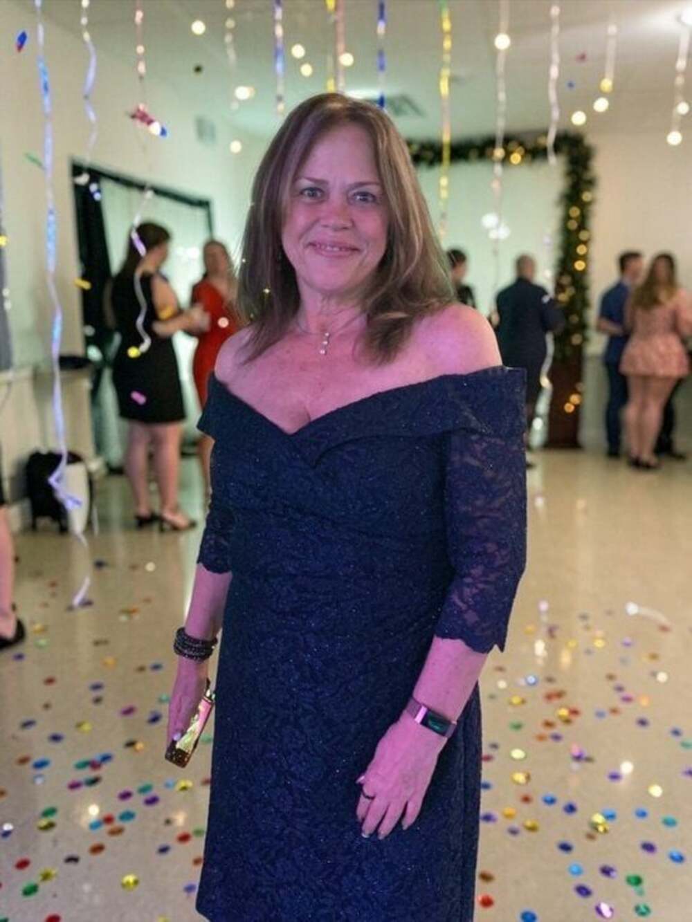 Off -the-Shoulder Knee Length Lace Dress - Picture 2 of 4